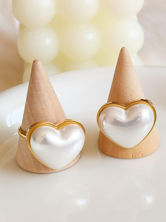 Anillo corazón blanca gordita ajustable
