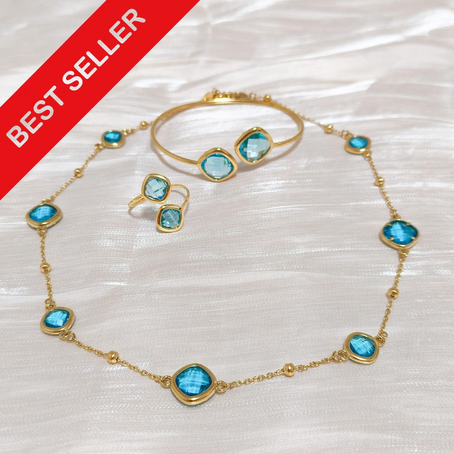 Look Aurora Luz Premium（ collar, pulsera, pendiente y anillo) ( 4 colores)