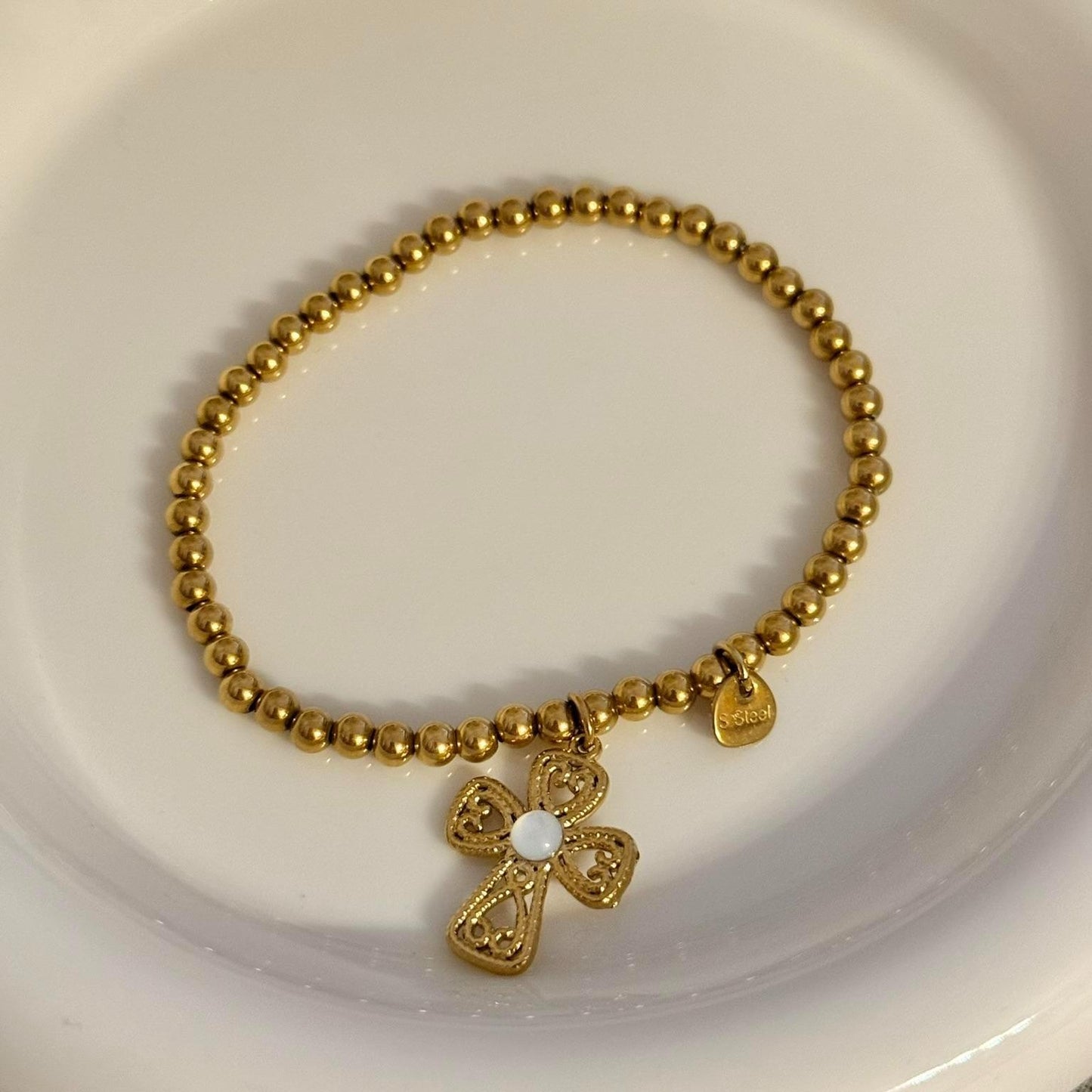 Pulsera elástica de bolitas con colgante