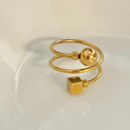 Anillo de Acero Inoxidable Bolitas Talla Única 18
