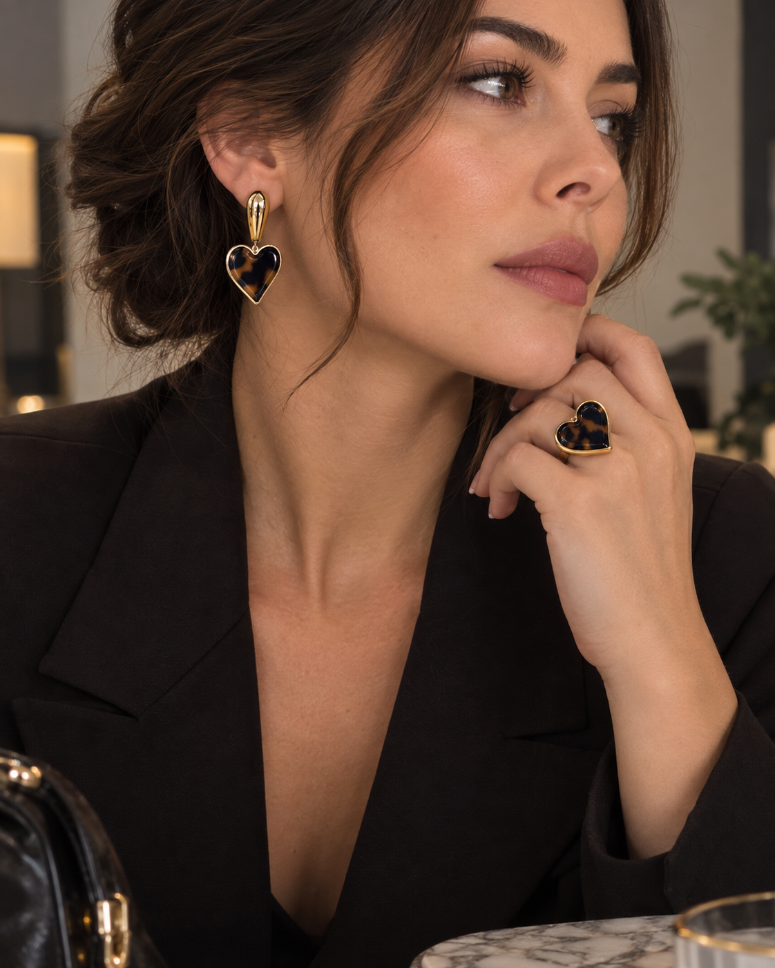 Look Naira Corazones Acero（pendiente& anillo）