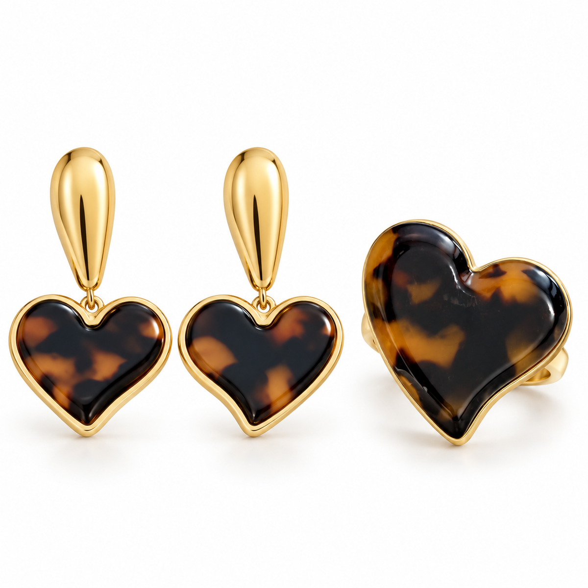 Look Naira Corazones Acero（pendiente& anillo）
