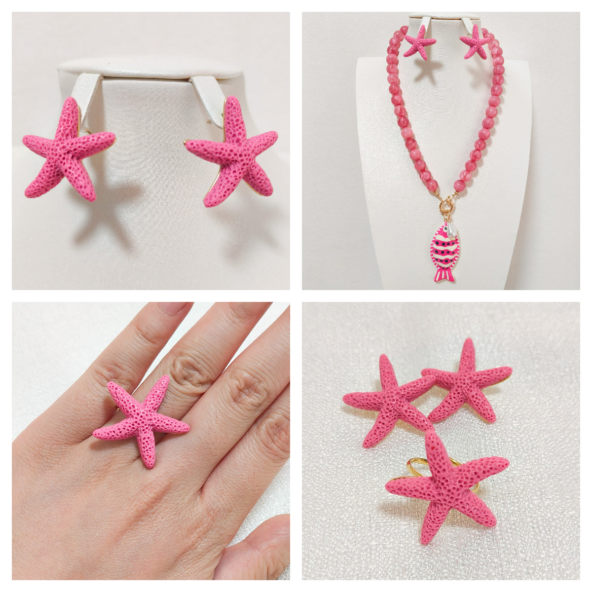 Look Marina Estrella Playa  ( anillo ajustable + pendiente, 3 colores)