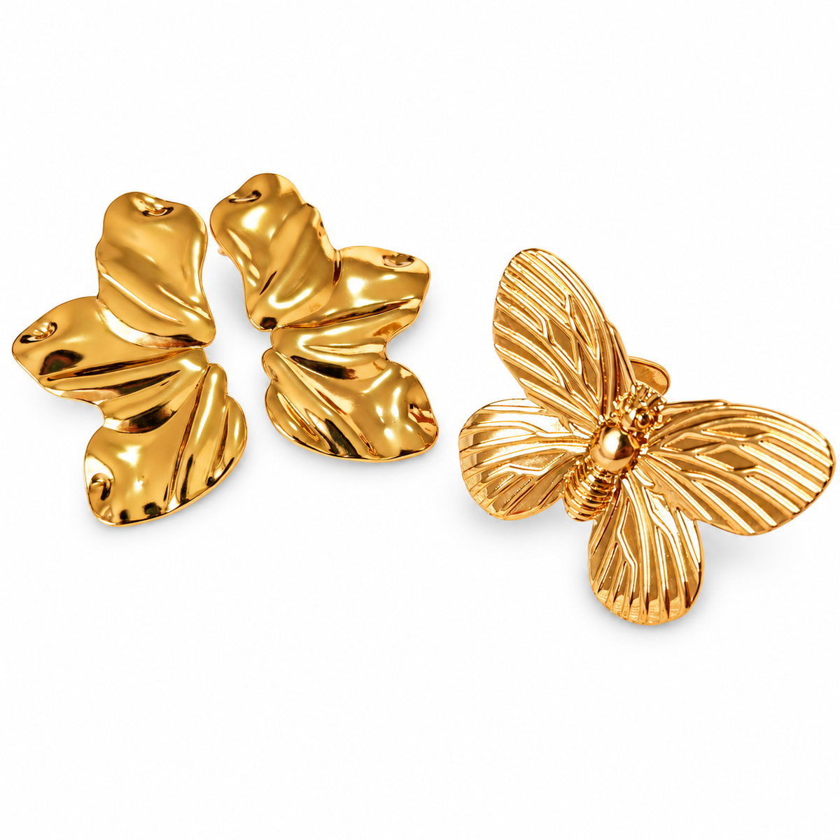 Look Acero Mariposa de Siena ( anillo ajustable y pendiente)