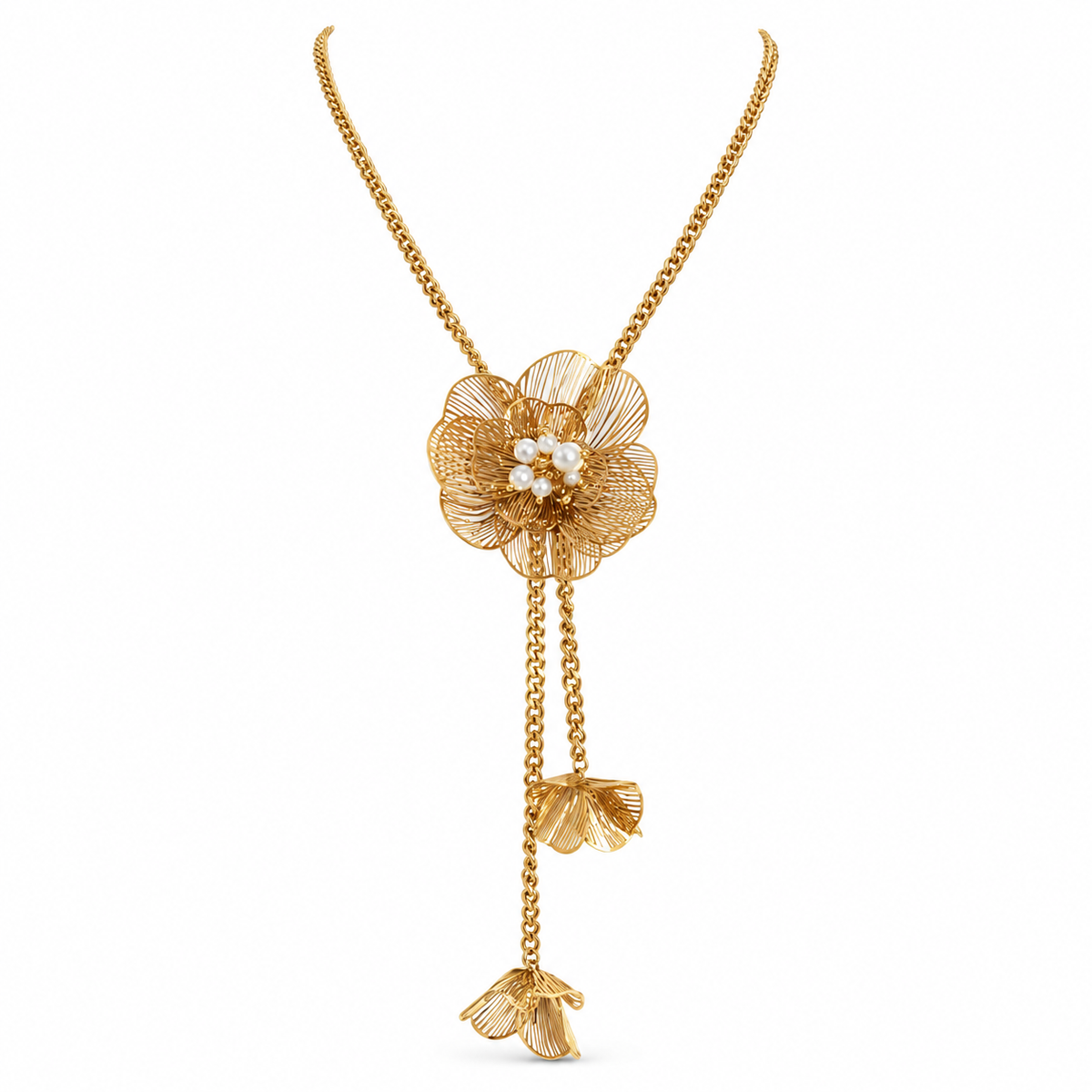 Collar Acero Flor Dorada de Florencia