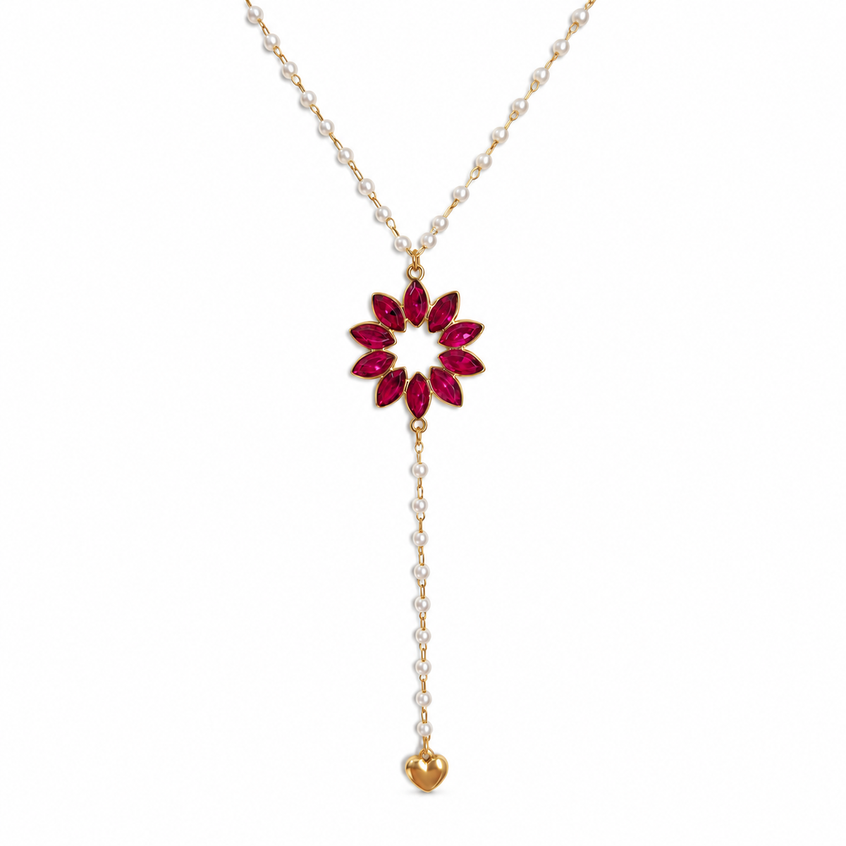 Collar Acero Margarita de París con bolita blanca ( 3 colores)