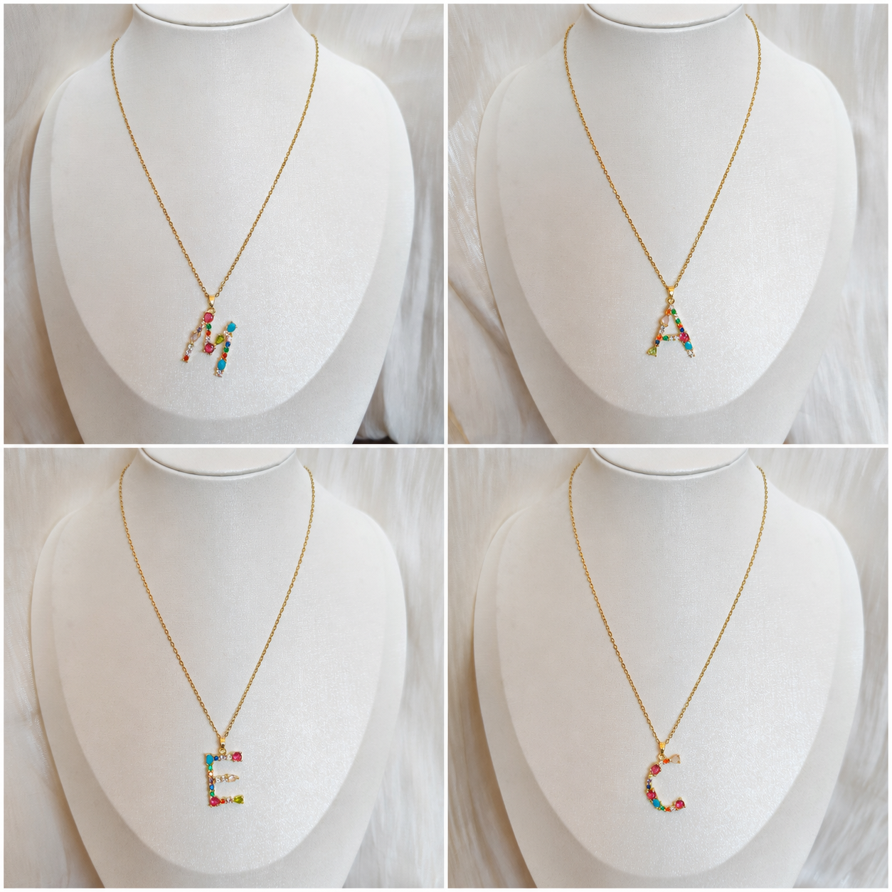 Set Letra Inicial Arcoíris ( collar y pulsera)