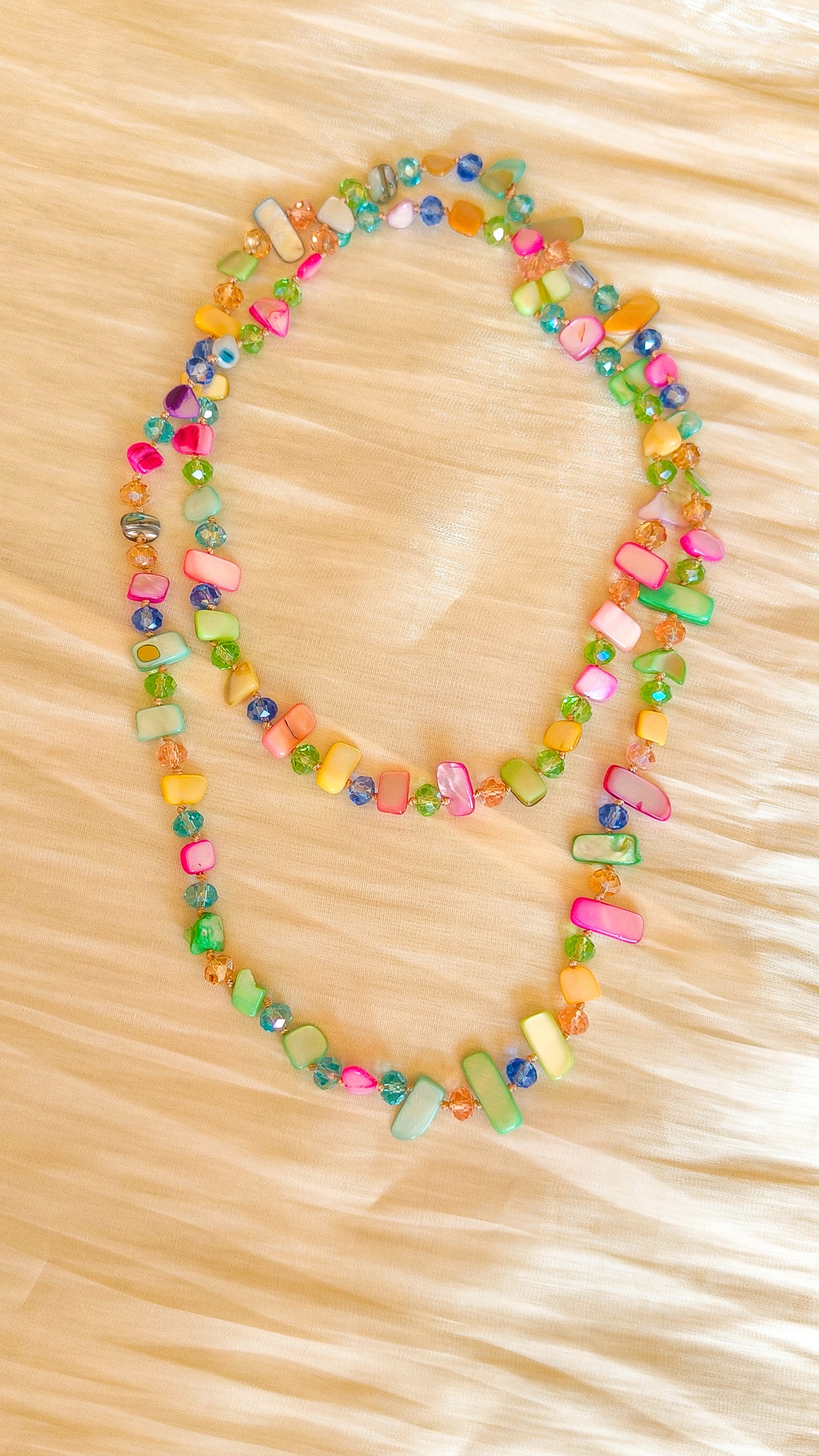 Collar EVA - largo de cristal de piedra (dos formas de llevarlo)