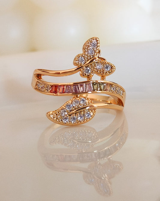 Anillo mariposa arcoíris