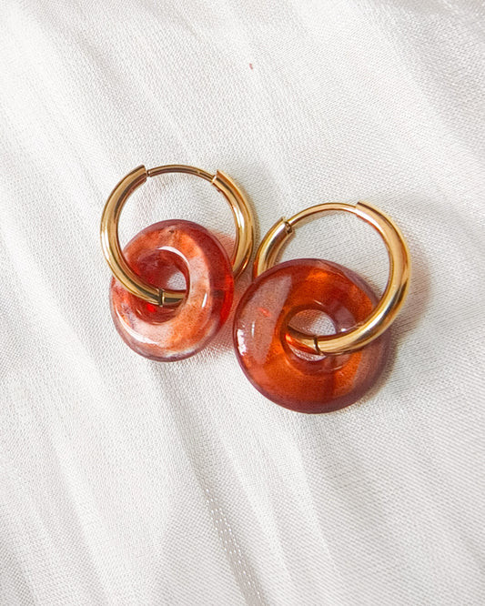 Pendiente aros dónut doble