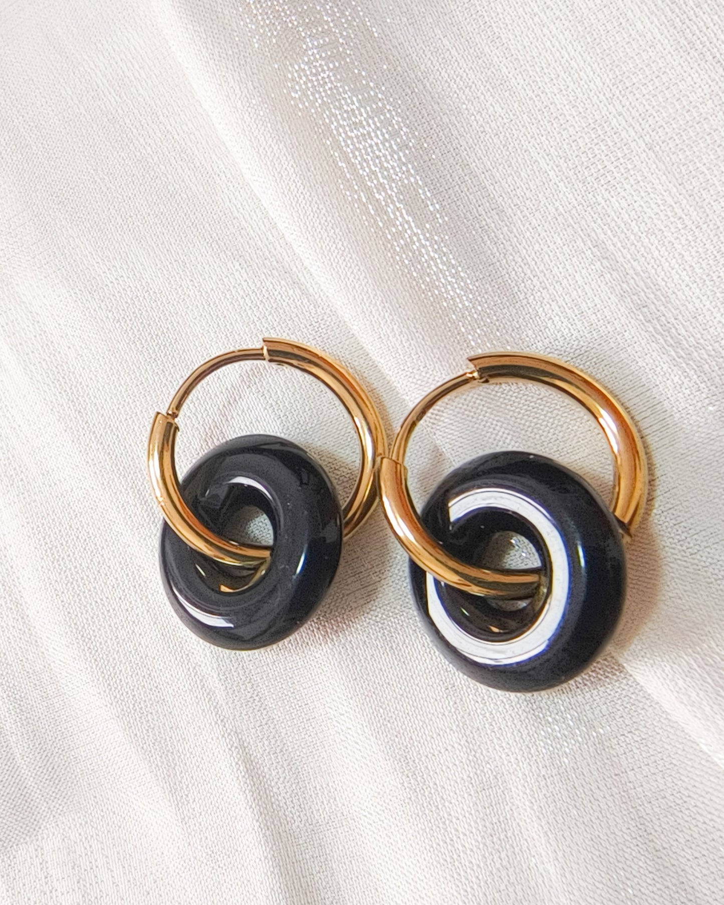 Pendiente aros dónut doble