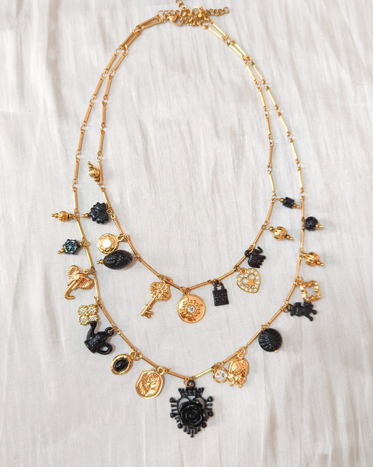 Pack Collar Rosa Negra ( doble cadena)