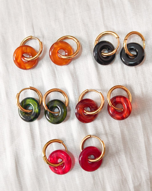 Pendiente aros dónut doble