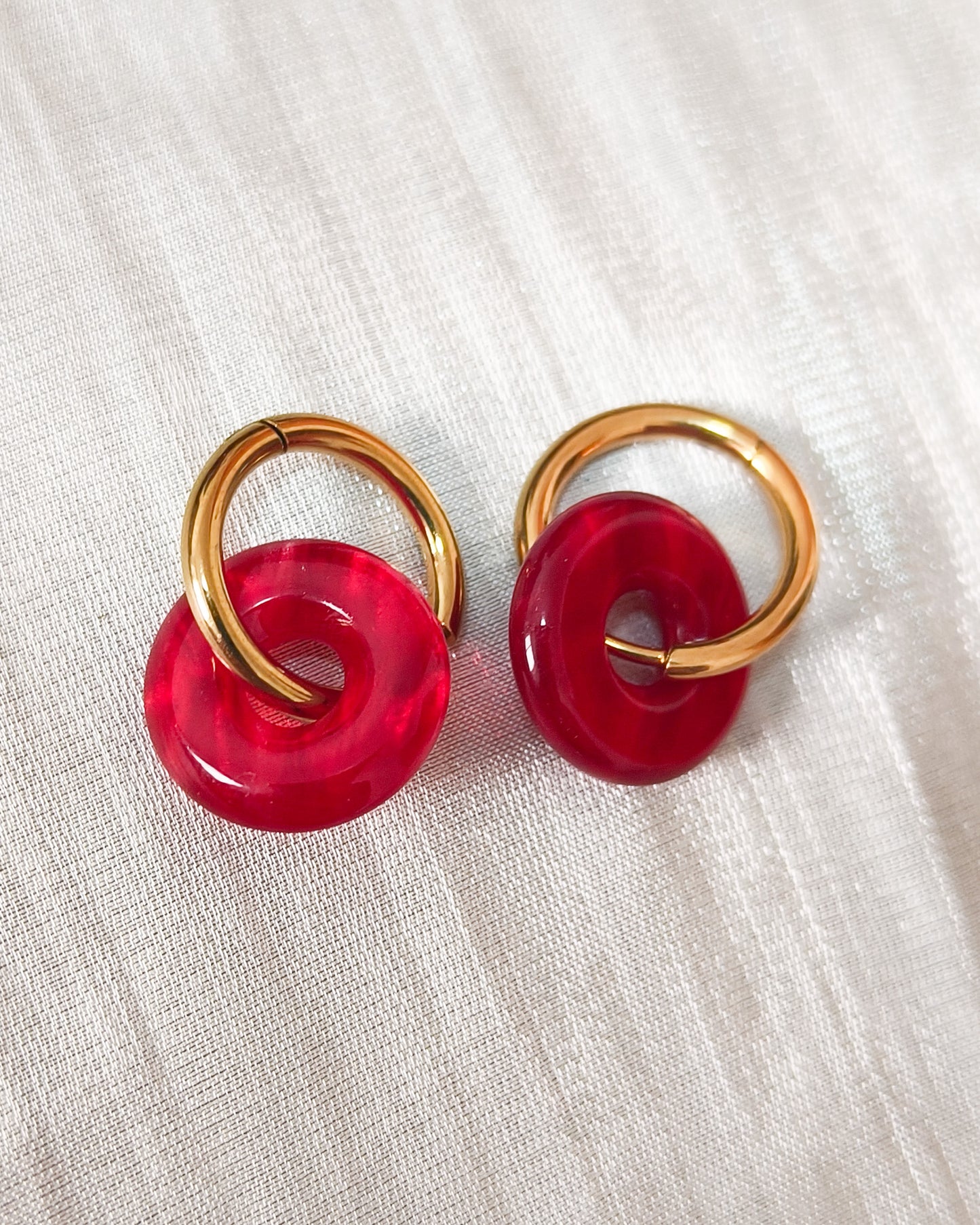 Pendiente aros dónut doble