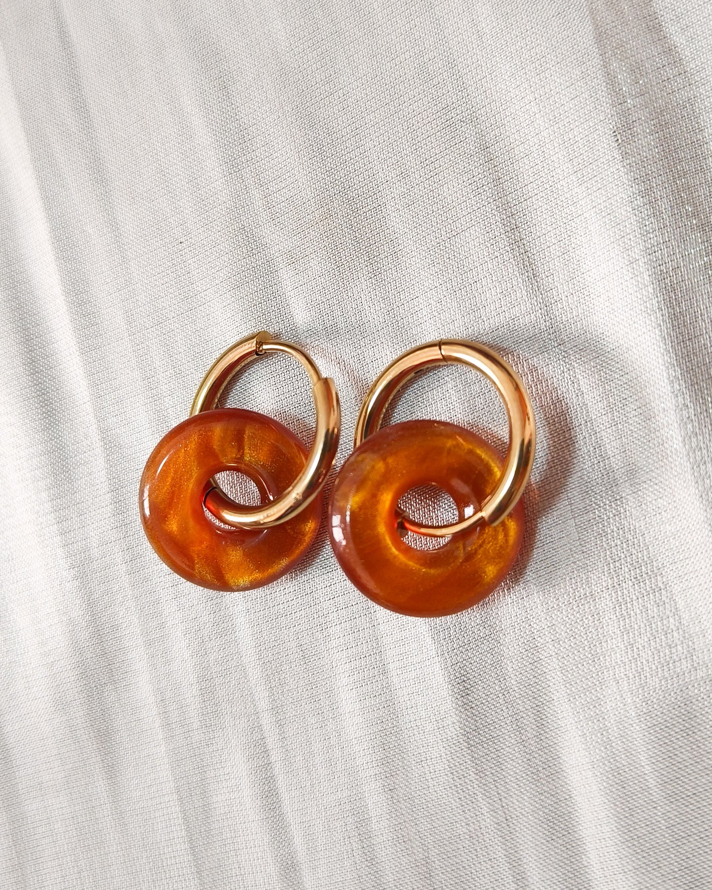 Pendiente aros dónut doble