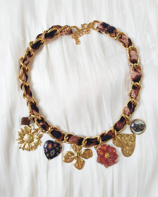 Collar cadena Boho Trenzado con flores