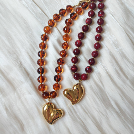Collar Corazón Caramelo
