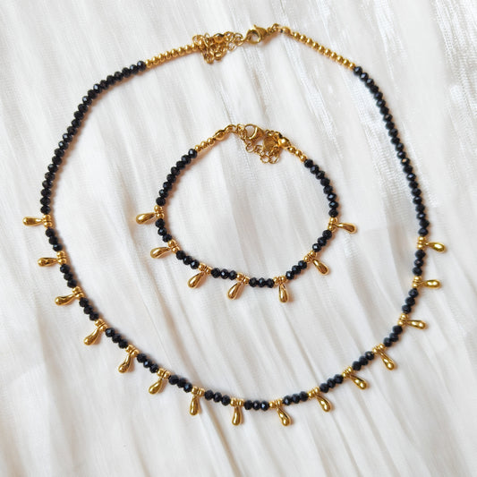 Look Gotita Dorado( collar + pulsera) (2 colores)