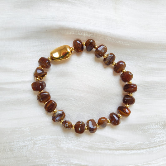 Pulsera Río (granito dorado) ajustable