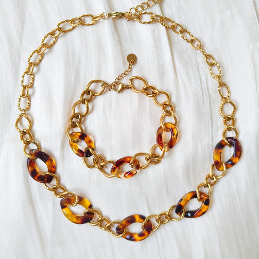 Look Eslabón Carey (collar + pulsera)