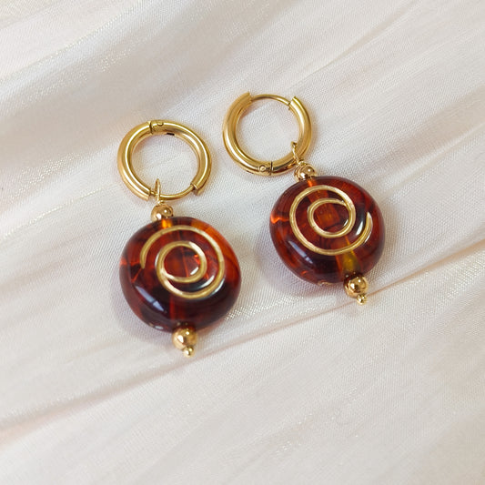 Pendientes Siena Caramelo Espiral Acero Inoxidable
