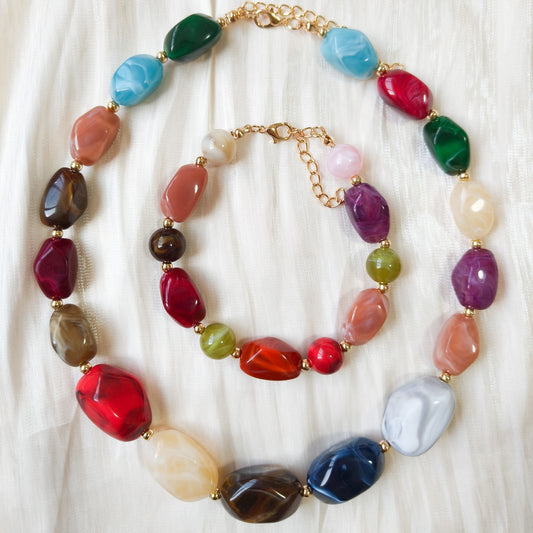 Rebajas -20%-Look Valeria Arcoíris ( collar y pulsera)