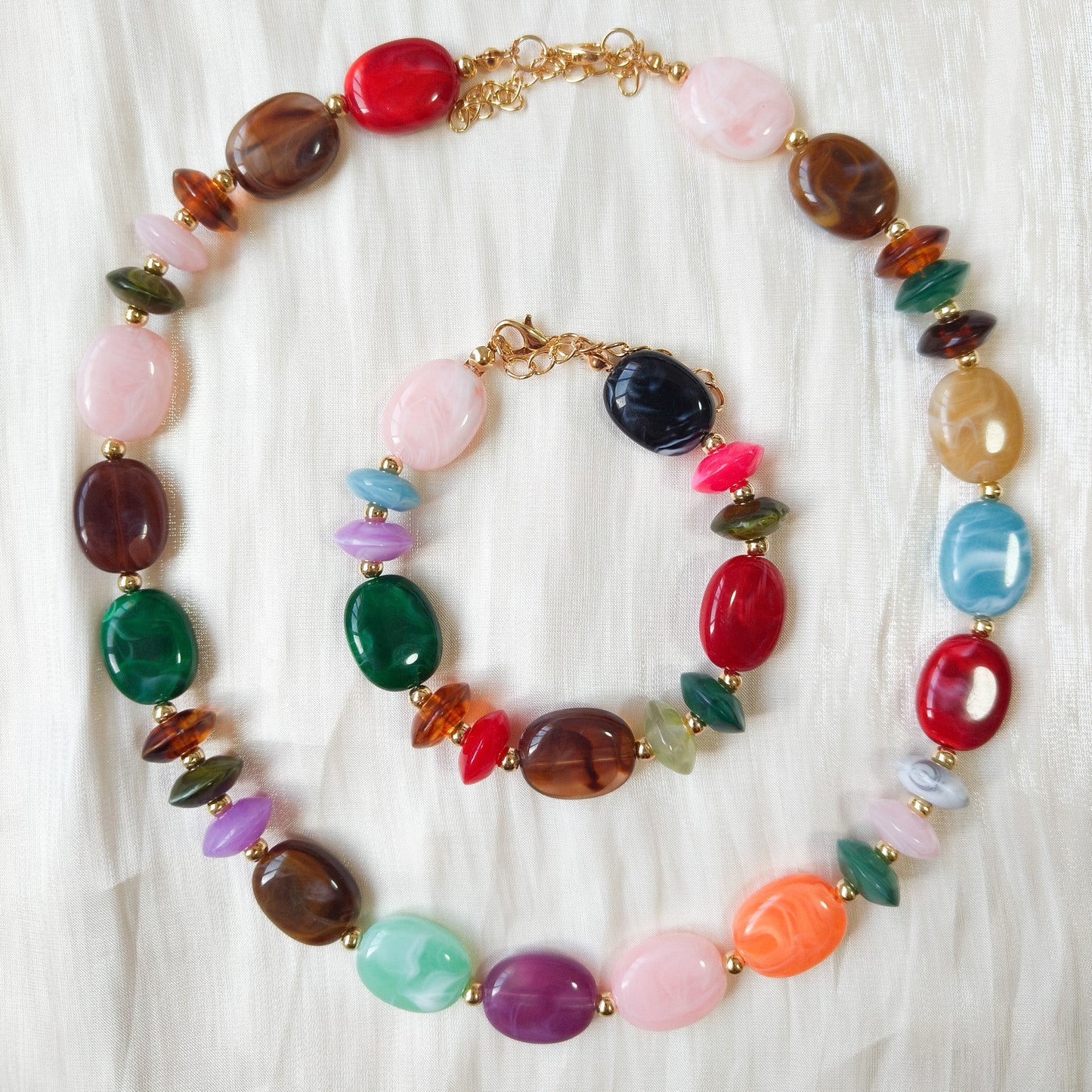 Rebajas -20%-Look Sofía Pastel Mix ( collar y pulsera)