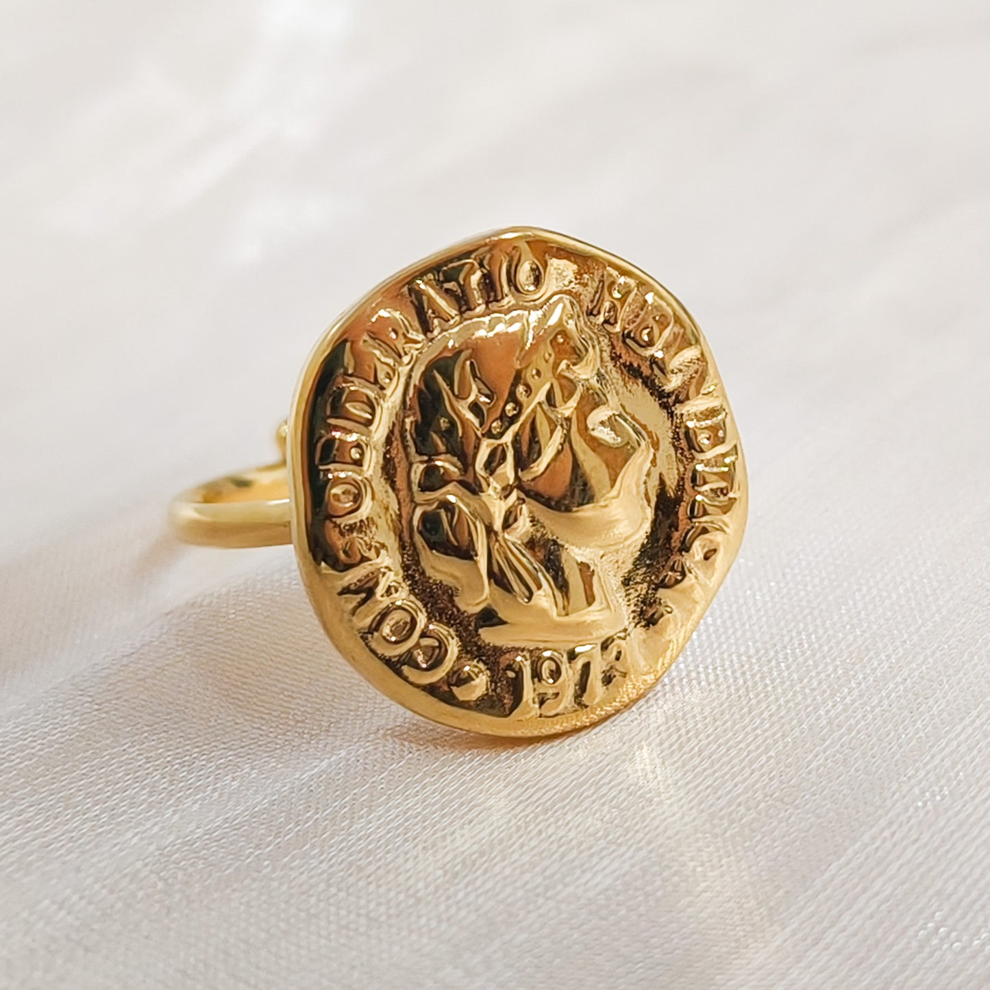 Look Monedas Antiguas Roma Dorada ( anillo + pulsera + pendiente)