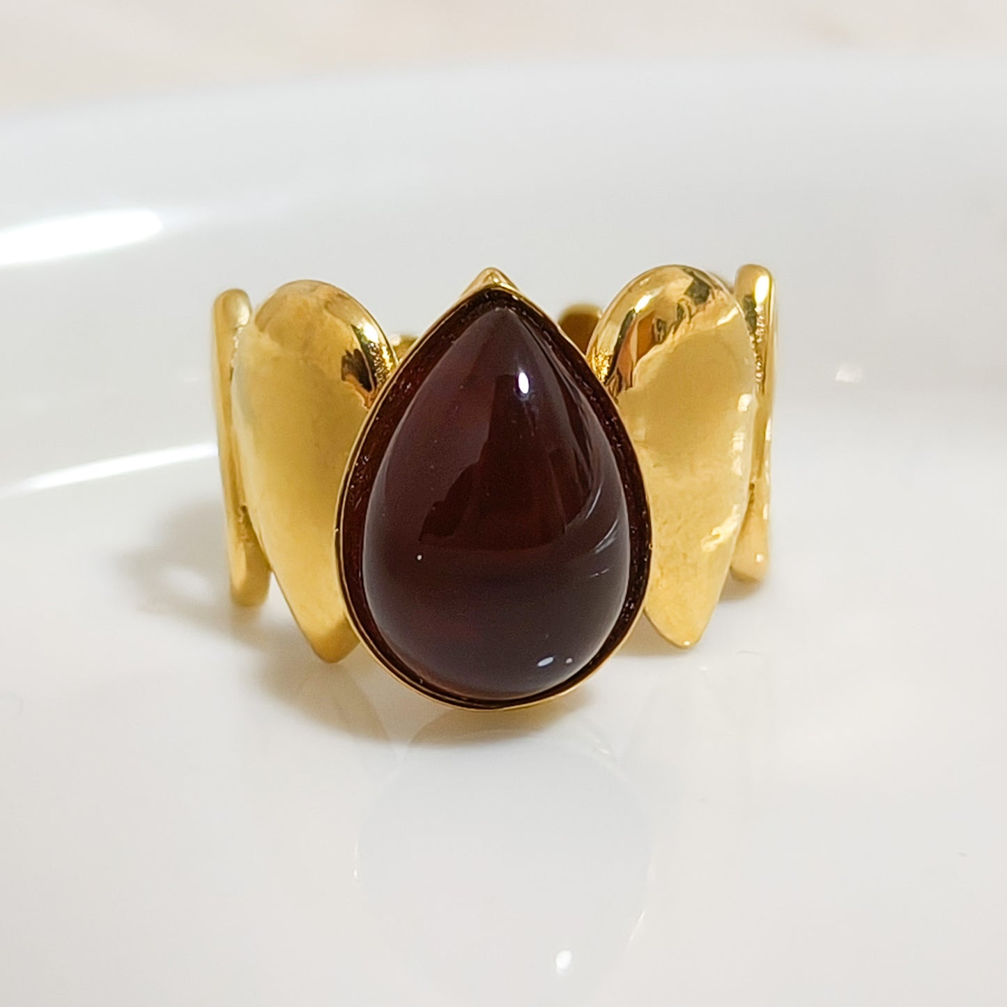 Anillo Lágrima Bordeaux (gota)