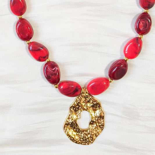 Collar Rojo Fuego Valentina (ovalado)