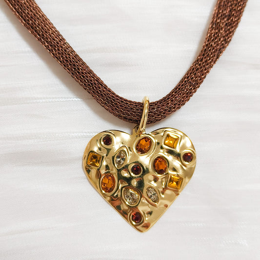 Collar Corazón Café Isabella Brillante
