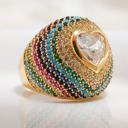 Anillo Corazón Arcoíris Luna Ibiza