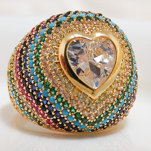 Anillo Corazón Arcoíris Luna Ibiza