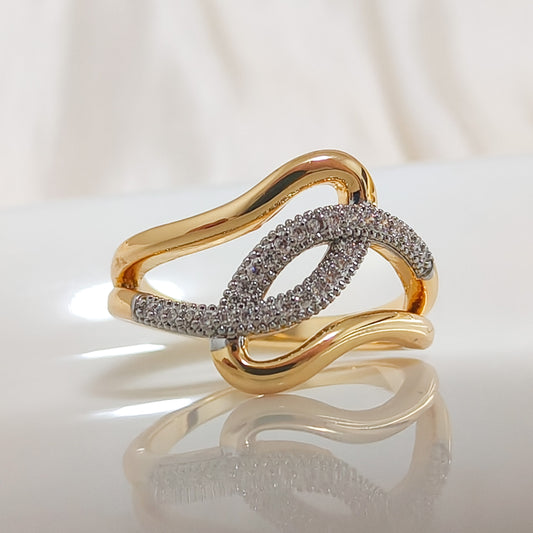 Anillo Marina Ola Brillante Bicolor