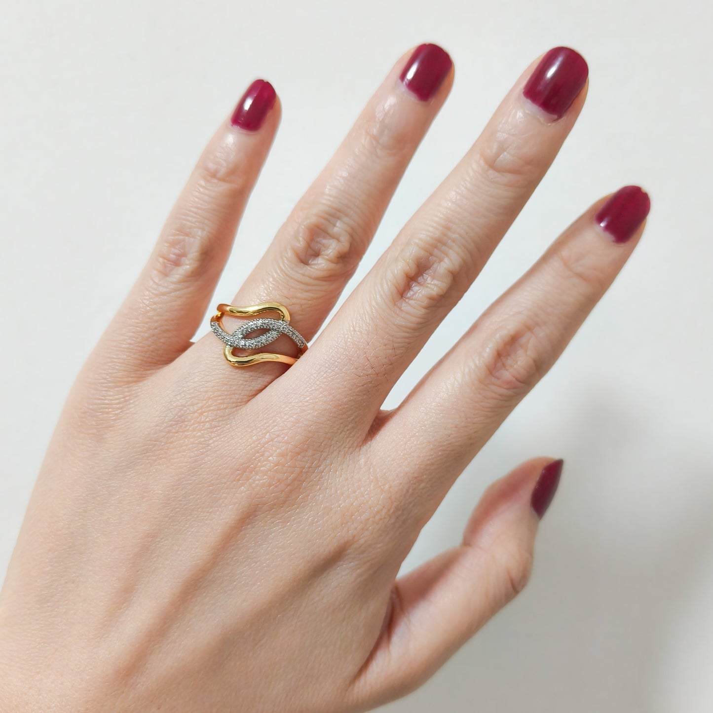 Anillo Marina Ola Brillante Bicolor