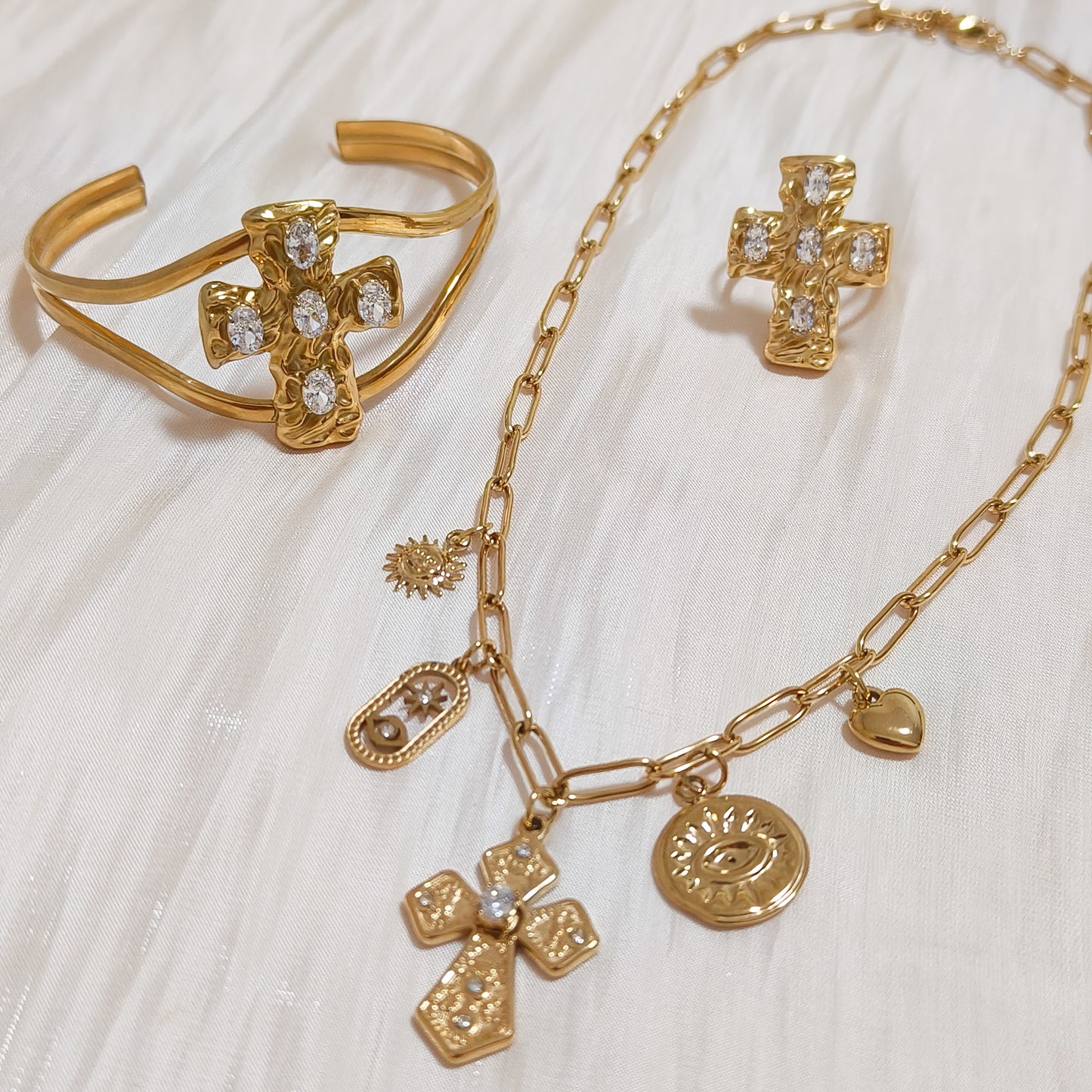 Brazalete Cruz Siena Brillo ajustable