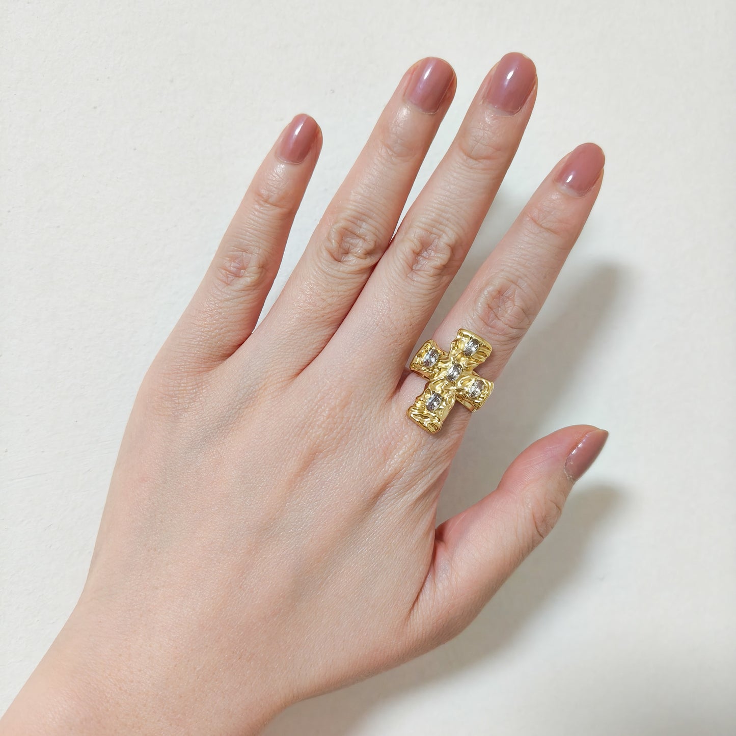 Anillo Cruz Siena Brillo Ajustable