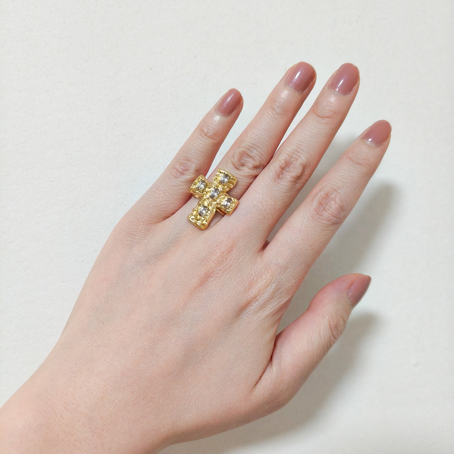 Anillo Cruz Siena Brillo Ajustable