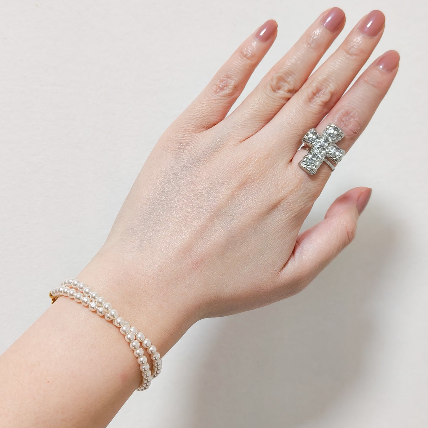 Anillo Cruz Siena Brillo Ajustable