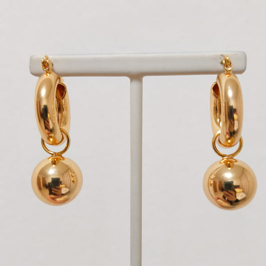 Pendientes Lara Esfera Dorada - doble uso