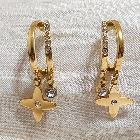 Pendientes Aro Estrella Trebol de Luz