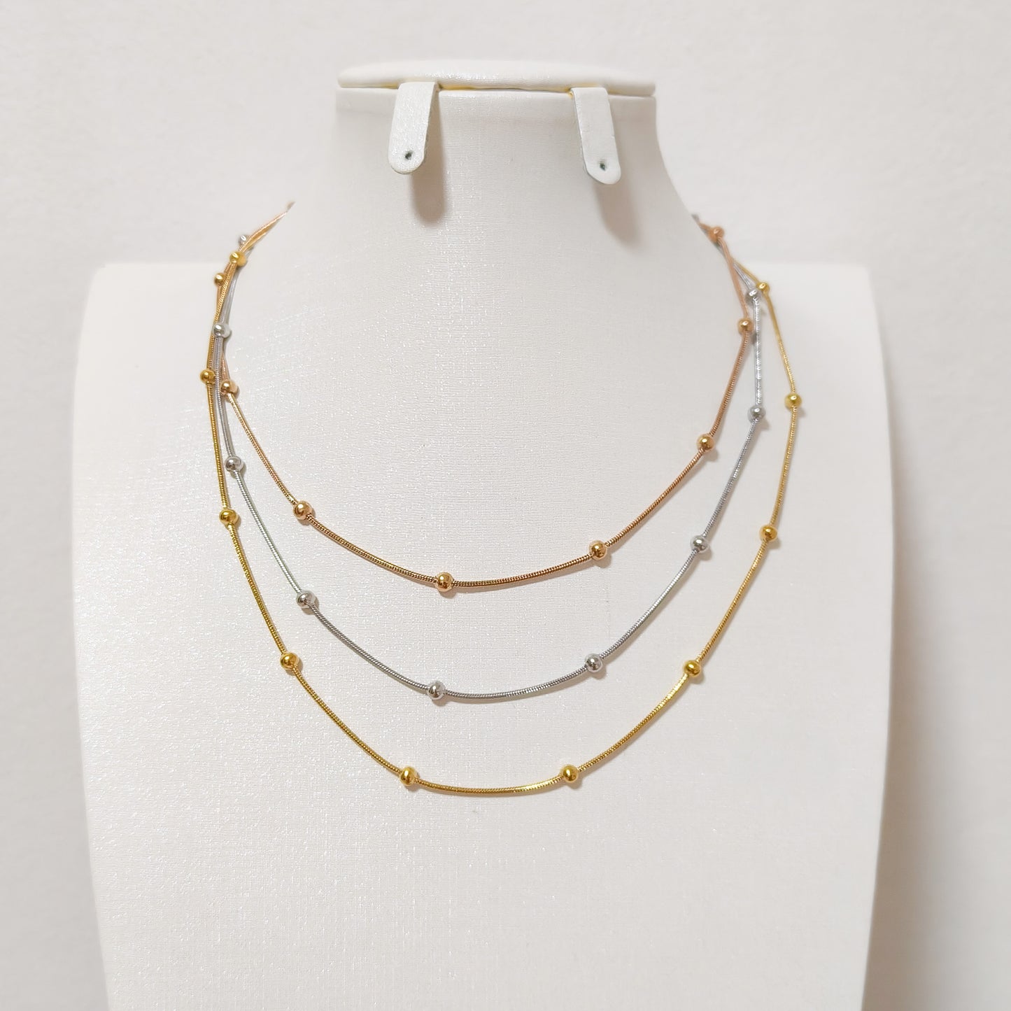 Look Elena triple cadena y tricolores - collar y pulsera