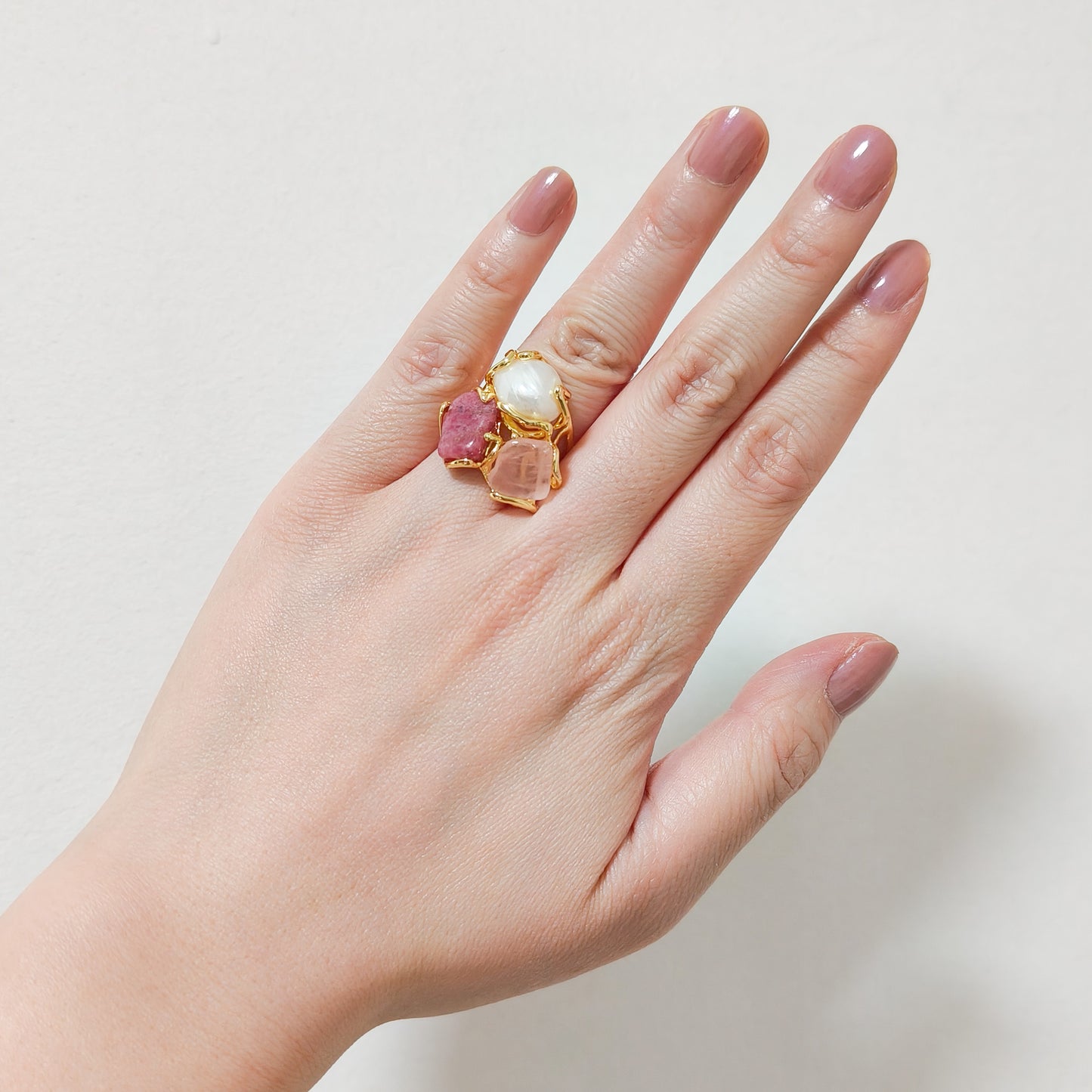 Anillo Violeta Roma Tripiedra Ajustable