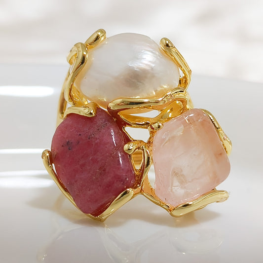Anillo Violeta Roma Tripiedra Ajustable