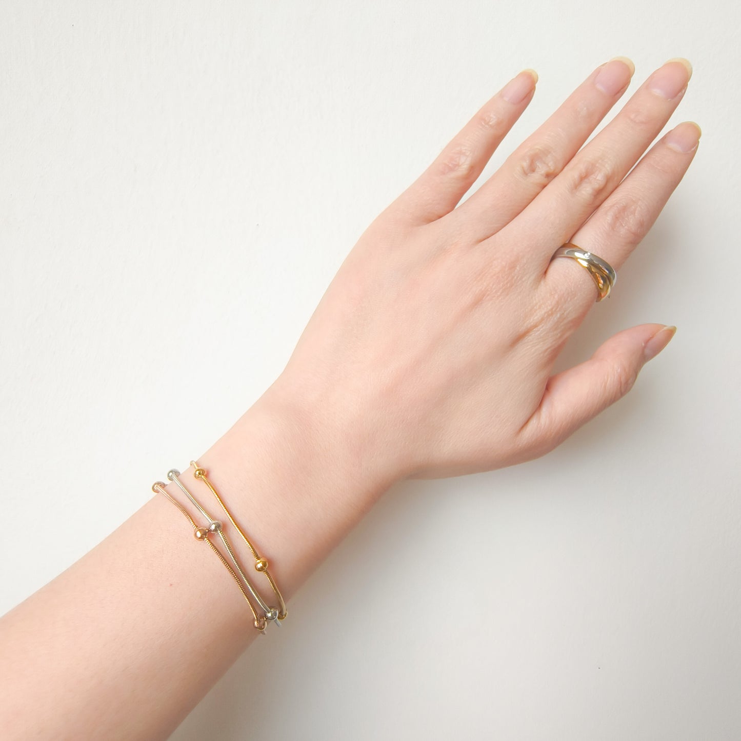 Look Elena triple cadena y tricolores - collar y pulsera