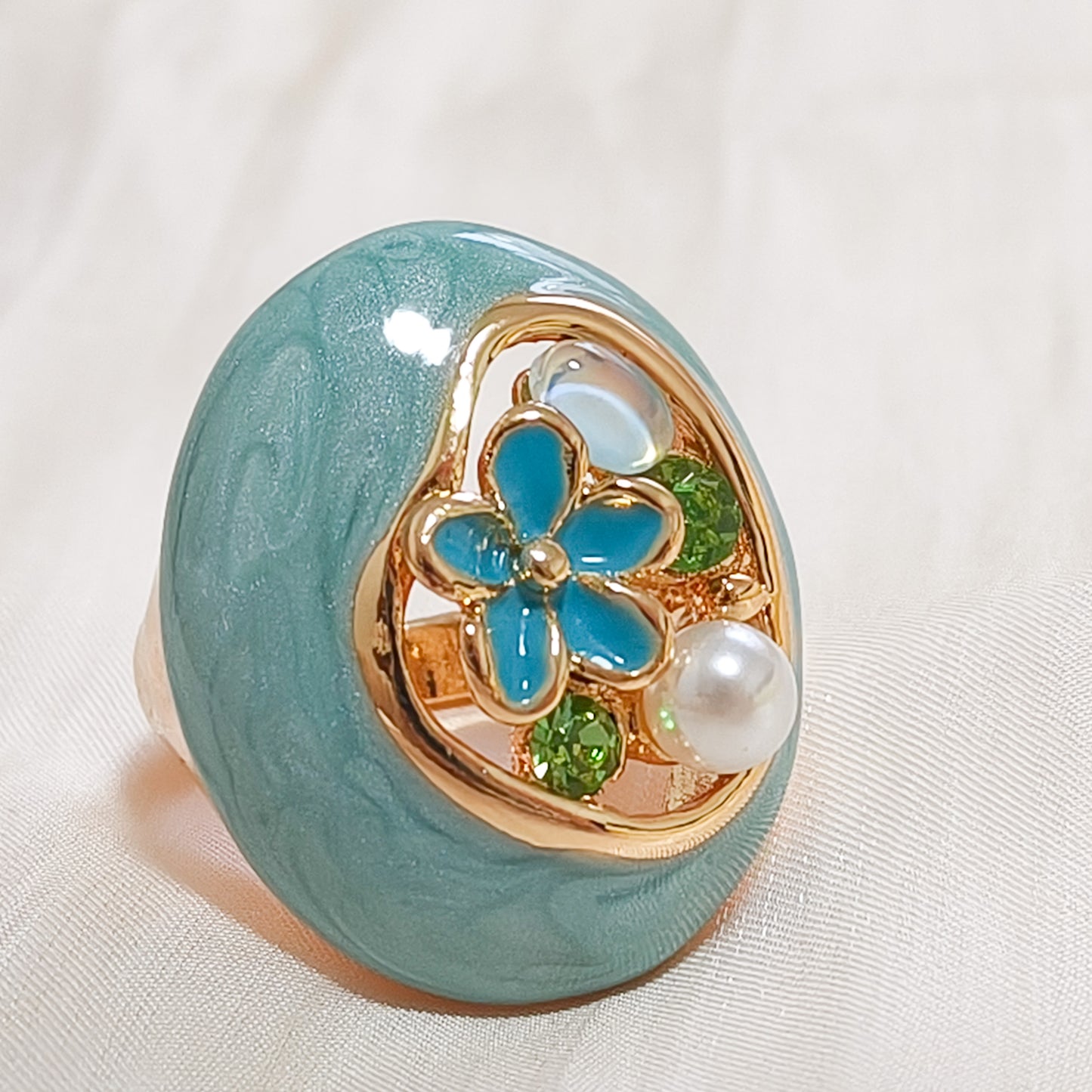 Anillo Mía Celeste Flor