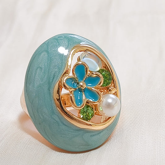 Anillo Mía Celeste Flor
