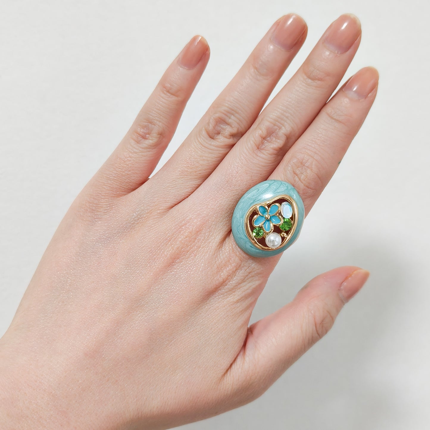 Anillo Mía Celeste Flor