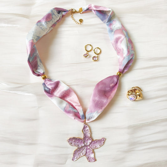 Look Lila Verona Flor ( collar y pendiente)