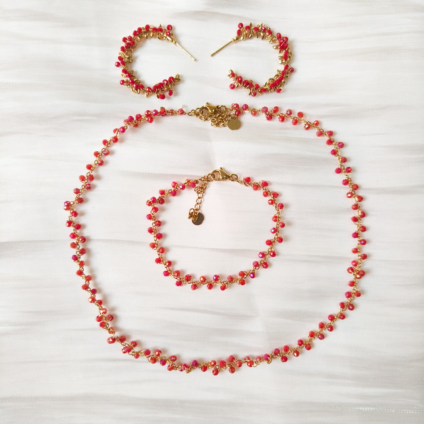 Look Ruby Glow （collar & pulsera & pendiente）